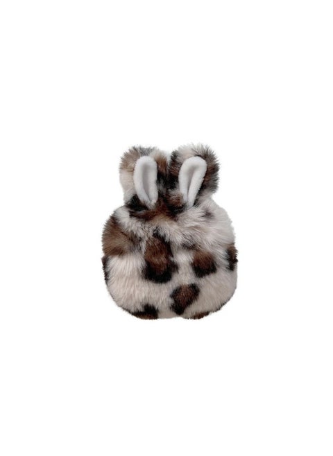 Plush Rabbit Ears AirPods Pro Headphone Cover For Apple 2/3/4 Generation Bluetooth Protective Cover Creative Drop-resistant-Color:Leopard Print Rabbit Ears White-Applicable Model:Airpods 3 Generation