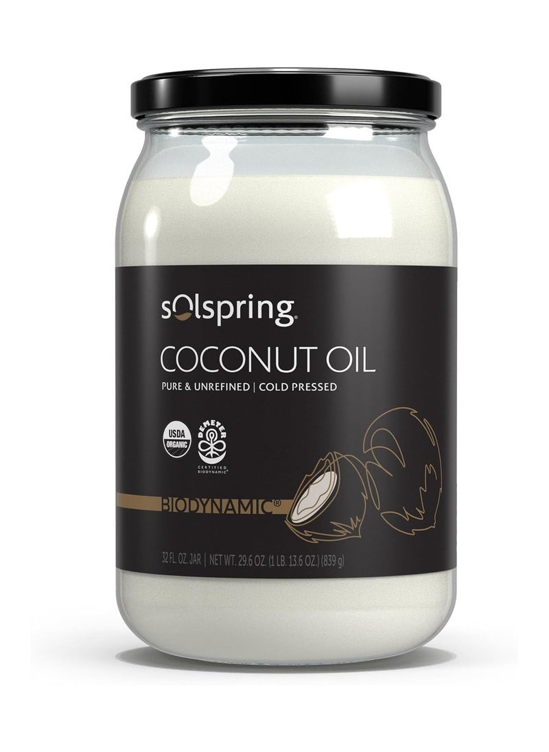 Dr. Mercola Coconut Oil Pure And Unrefind Cold Pressed Biodynamic 32 Fl Oz. Jar Net Wt. 29.6 Oz. 1Lb. 13.6 Oz 839 G  - Image 1