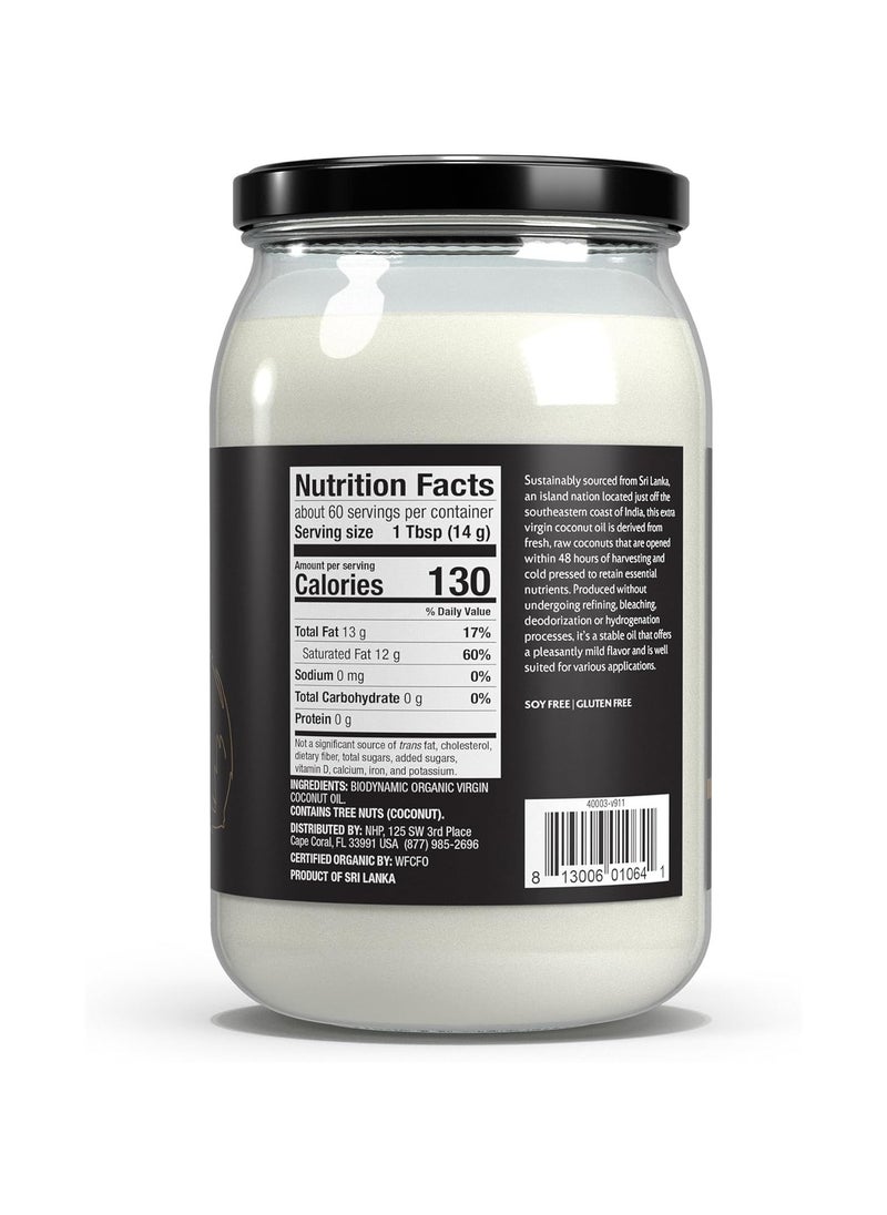 Dr. Mercola Coconut Oil Pure And Unrefind Cold Pressed Biodynamic 32 Fl Oz. Jar Net Wt. 29.6 Oz. 1Lb. 13.6 Oz 839 G  - Image 2