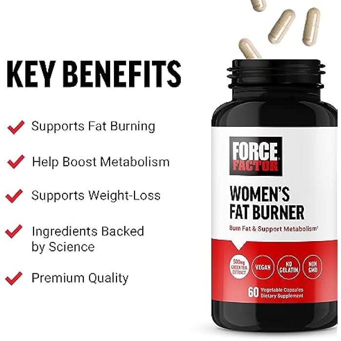 Force Factor Women’s Fat Burner, Metabolism Booster, and Weight-Loss Supplement Support, Green Tea Fat Burner Weight-Loss Pills to Help with Energy, Diet, and Exercise, Vegan, Non-GMO, 60 Capsules - Image 2