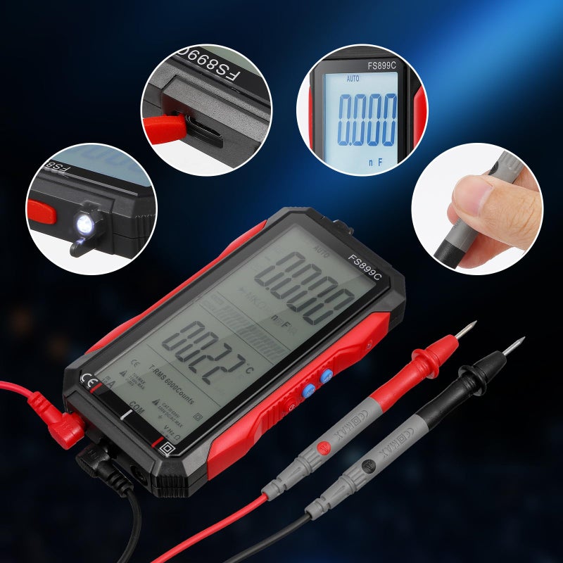 Auto Ranging Digital Multimeter Large Screen Volt Amp Ohm Tester - Image 5