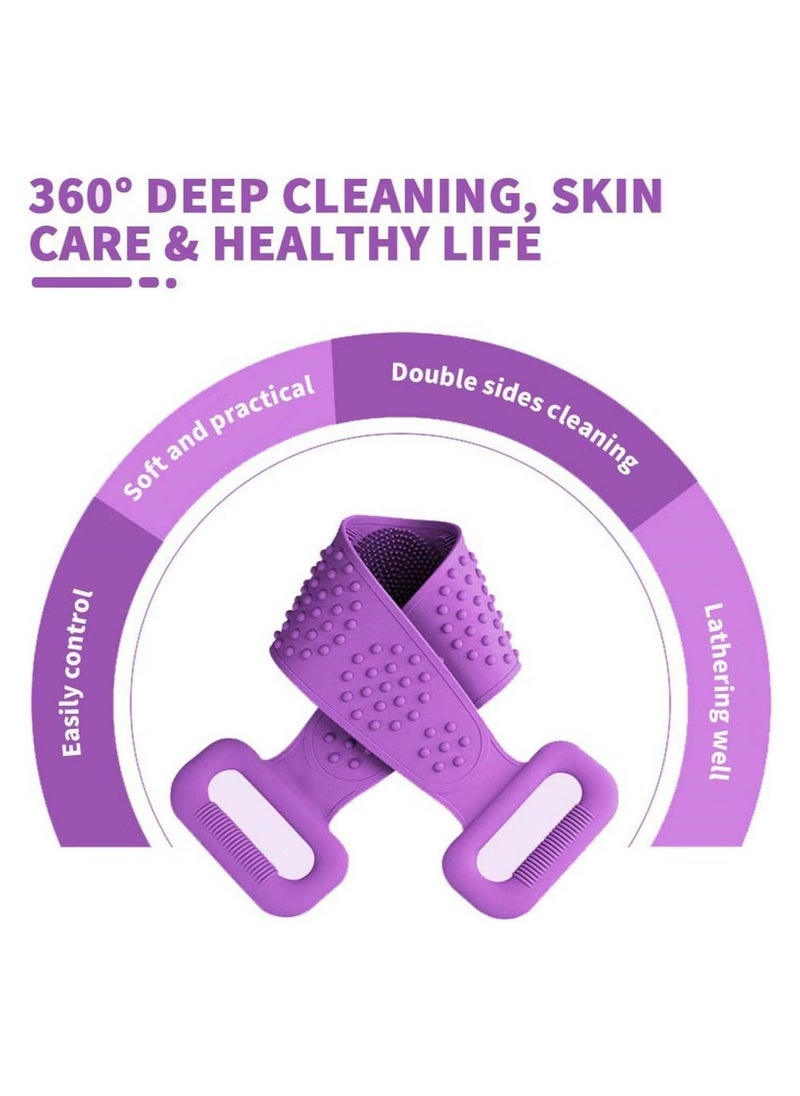 JAJEEK Silicone Body Scrubber Bath Towel Belt – 2-Sided Silicone Back Scrubber for Shower, Soft & Flexible, Exfoliation & Deep Cleaning for Smooth & Healthy Skin, Purple - Image 5