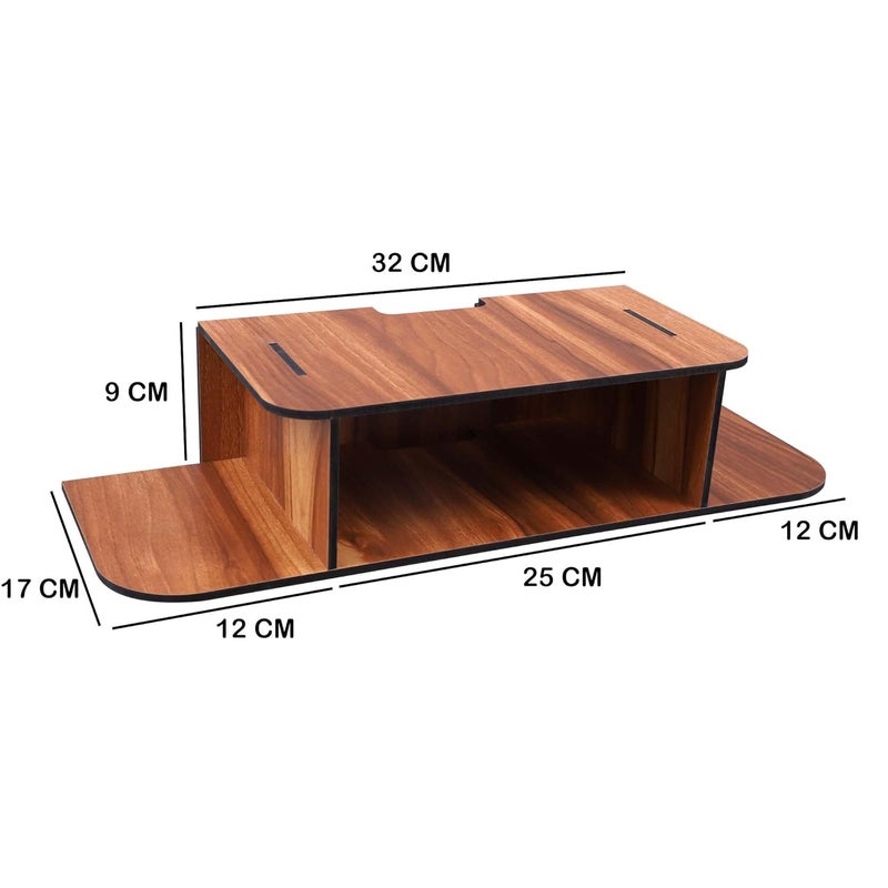 Deskart حامل تلفاز خشبي Deskart لجهاز الاستقبال وجهاز التوجيه اللاسلكي مع حامل قطع الزينة للحوائط ورفوف لتزيين أثاث غرفة المعيشة ومكتب الديكور بتصميم ريترو - Image 2