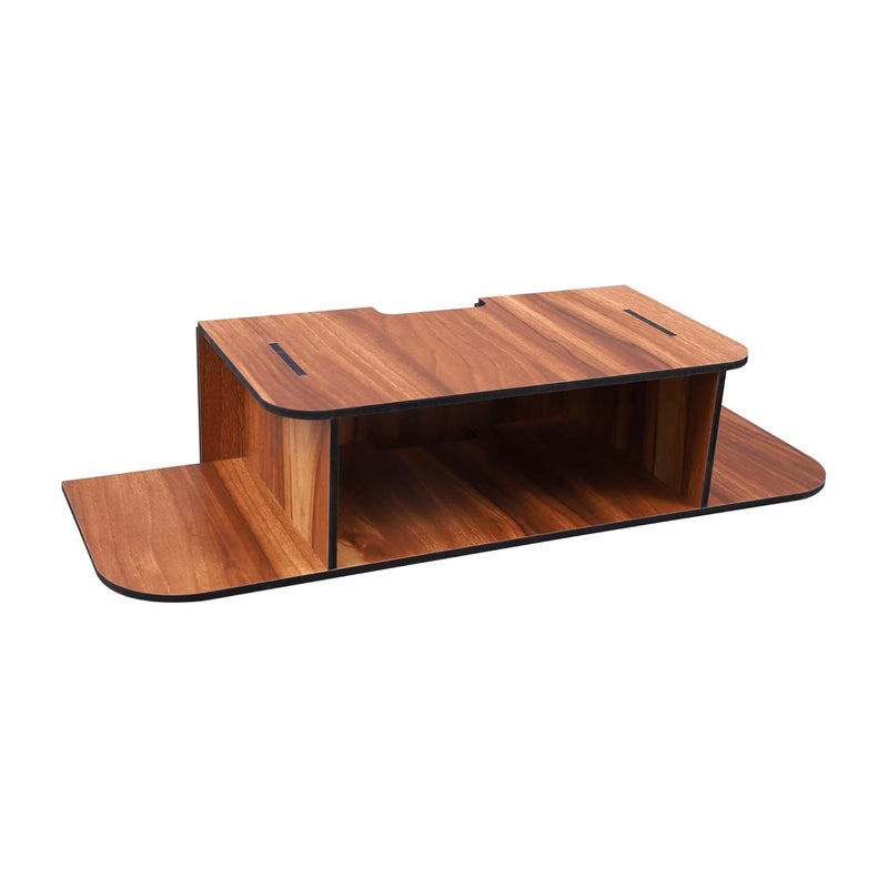Deskart حامل تلفاز خشبي Deskart لجهاز الاستقبال وجهاز التوجيه اللاسلكي مع حامل قطع الزينة للحوائط ورفوف لتزيين أثاث غرفة المعيشة ومكتب الديكور بتصميم ريترو - Image 4