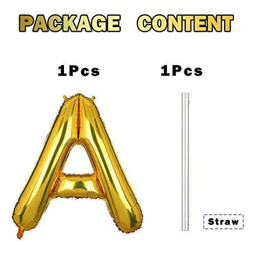 CHANGZHONG 40 Inch Giant Gold Letter A Balloons Birthday Party Decorations Mylar Foil Big Alphabet Helium Balloon - Image 4