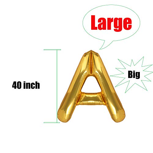 CHANGZHONG 40 Inch Giant Gold Letter A Balloons Birthday Party Decorations Mylar Foil Big Alphabet Helium Balloon - Image 3