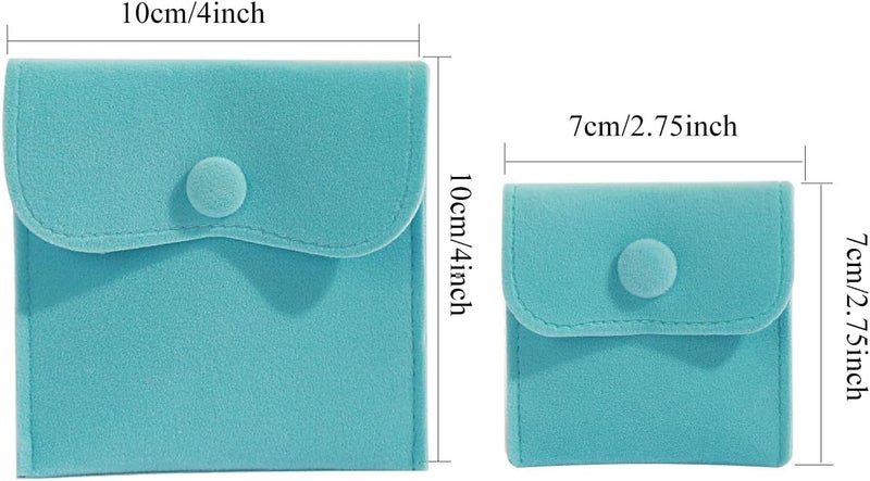 Hsiwto Pack of 10 Velvet Jewelry Pouch Storage Bags 2 Sizes 5 Colors Mixed Portable Jewelry Gift Bag With Snap Button - Image 2