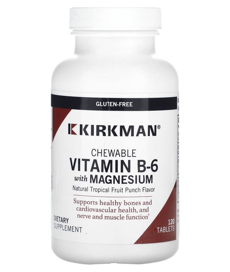 Kirkman Labs Chewable Vitamin B-6 with Magnesium Natural Tropical Fruit Punch 120 Tablets