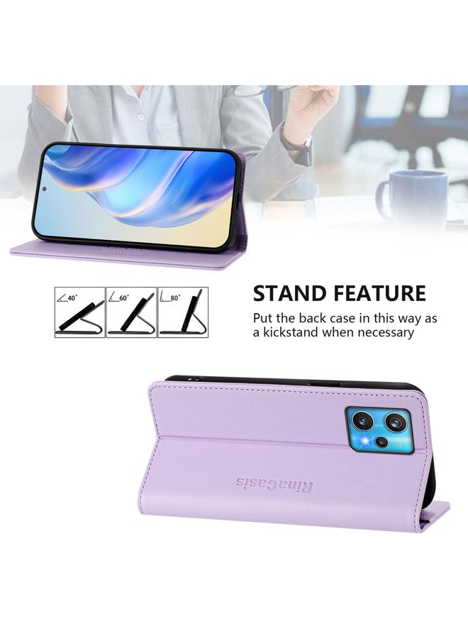 erorex Case For Realme 9 Pro+ 5G / 9 4G Global RC01 Dual-Folded Magnetic Suction RFID Leather Phone Case - Image 4