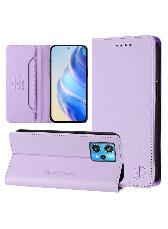 erorex Case For Realme 9 Pro+ 5G / 9 4G Global RC01 Dual-Folded Magnetic Suction RFID Leather Phone Case - Image 1