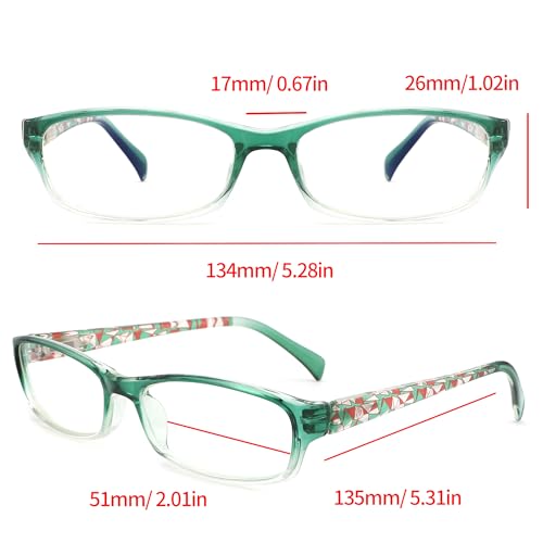 LANLANG 5-Pack Reading Glasses for Women, Blue Light Blocking Eyeglasses with Spring Hinge, 5 fashion colors, Anti Eyestrain, +2.50 diopters - Image 5