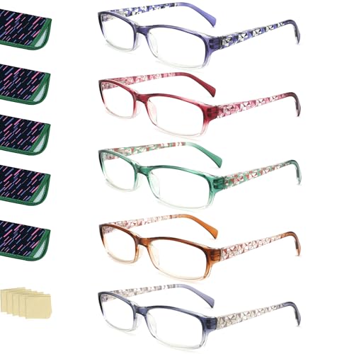 LANLANG 5-Pack Reading Glasses for Women, Blue Light Blocking Eyeglasses with Spring Hinge, 5 fashion colors, Anti Eyestrain, +2.50 diopters - Image 1