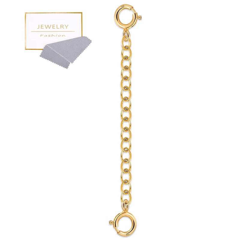 18K Solid Gold Extender for Necklace Bracelet Real Durable Adjustable Chain Gold Extension for Women 2 Inches