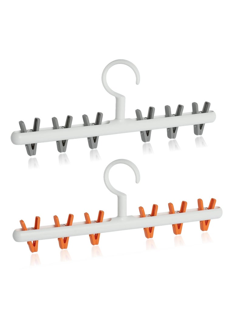2 Pack Windproof Sock Clips Hanger, Clothes Sock Underwear Clips Space Saving Windproof Drying Racks with 360° Swivel Hook and Strong ClipsClothespins for Home Travel - Image 1