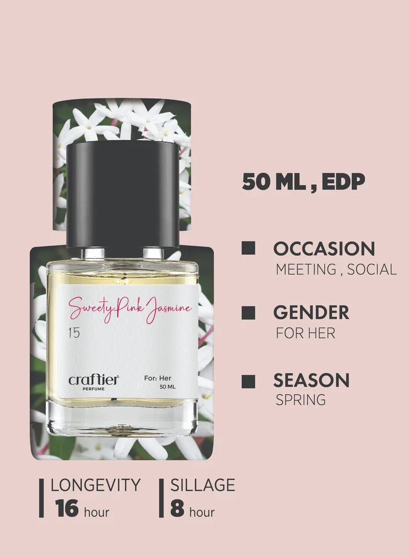 Craftier Perfume Inspired-Miss Charrie SWEETY PINK JASMINE - Inspired of-MISS CHERIE, Eau De Parfum for Women - 50ml, Long Lasting Sweet Fragrance Upto 16 Hrs, Travel Size Women's Perfume for Women | Best Price UAE