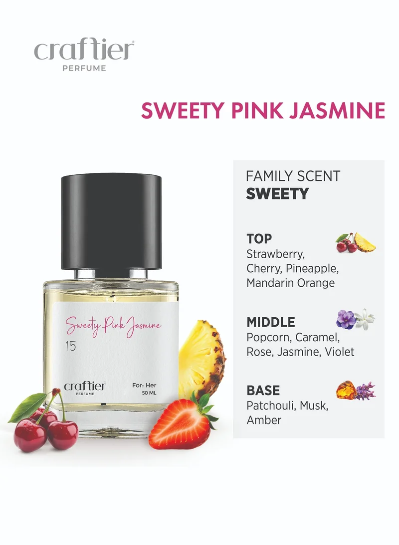 Craftier Perfume Inspired-Miss Charrie SWEETY PINK JASMINE - Inspired of-MISS CHERIE, Eau De Parfum for Women - 50ml, Long Lasting Sweet Fragrance Upto 16 Hrs, Travel Size Women's Perfume for Women | Best Price UAE