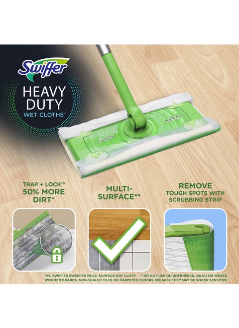 Swiffer Sweeper Heavy Duty Wet Mopping Cloths Multi Surface Refills, Open Window Fresh, 20Count