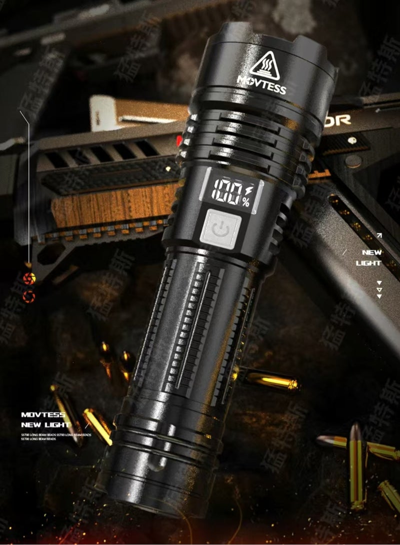 Camping flashlight with multiple modes, high lumen waterproof and shockproof flashlight, 1000m variable zoom LED camping emergency power supply - Image 1