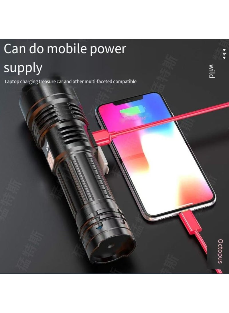 Camping flashlight with multiple modes, high lumen waterproof and shockproof flashlight, 1000m variable zoom LED camping emergency power supply - Image 4