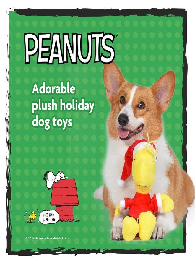 بينتس لعبة سانتا وودستوك القطيفة للكلاب من بيناتس فور بيتس، مقاس 9 بوصات، مع صفارة | لعبة تشارلي براون القطيفة للكلاب باللونين الأصفر والأحمر | ألعاب كلاب متوسطة الحجم تصدر صوت صفارة - ألعاب كلاب محشوة لطيفة وناعمة لجميع الكلاب | صندوق ألعاب - Image 3