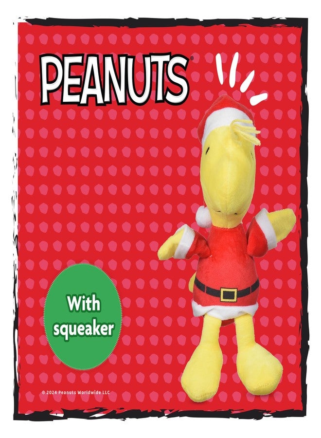 بينتس لعبة سانتا وودستوك القطيفة للكلاب من بيناتس فور بيتس، مقاس 9 بوصات، مع صفارة | لعبة تشارلي براون القطيفة للكلاب باللونين الأصفر والأحمر | ألعاب كلاب متوسطة الحجم تصدر صوت صفارة - ألعاب كلاب محشوة لطيفة وناعمة لجميع الكلاب | صندوق ألعاب - Image 2