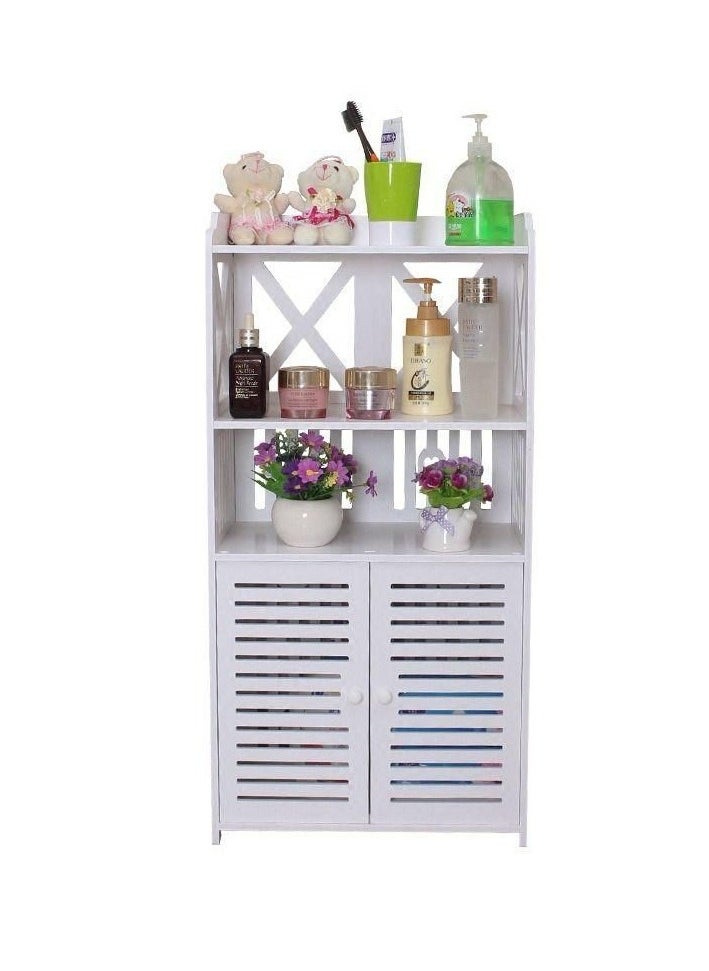 Generic - Storage Cabinet Floor Standing Waterproof Organizer White Cabinet Thin Tall Furniture with 2 Doors for Bathroom Living Room Bedroom - Image 1