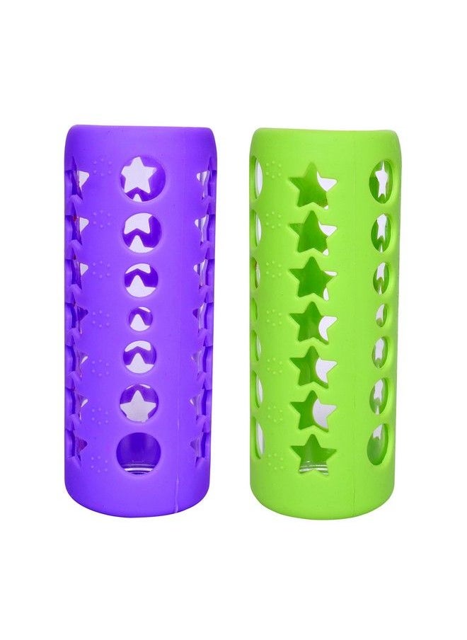 The Little Lookers Baby Feeding Bottle Silicone Warmer Cover Sleeve Holder Insulated Protection For Newborns Infants Babies (Pack Of 2) (Purple & Green 240Ml)  - Image 1
