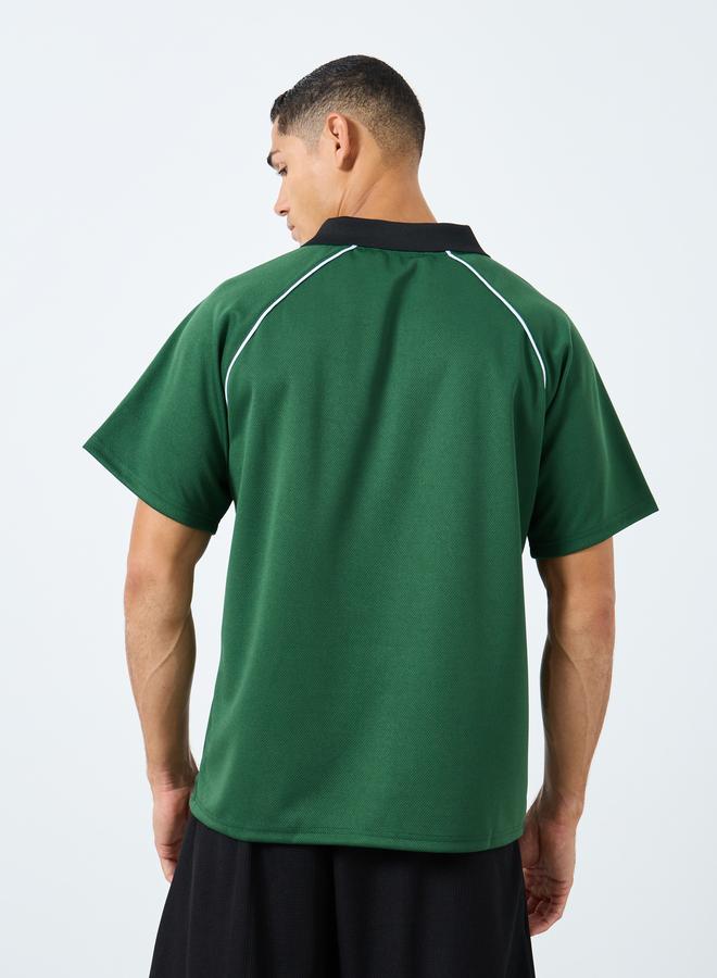 Styli Oversized Slogan Print Polo T-Shirt - Image 4