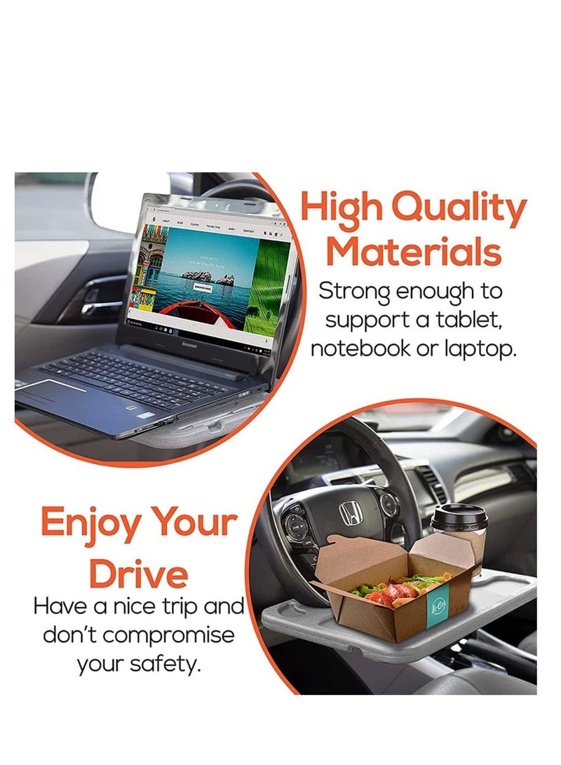 SYOSI Steering Wheel Desk Car Table for Writing Lapto Tablet or Ipad with Pen Slot, Food Eating Tray with Cup Holder, Car Table Accessories for Drivers Fits Most Vehicle Steering Wheels - Image 5