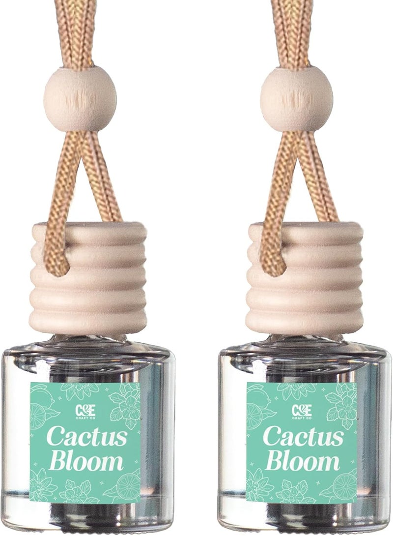 CE CRAFT موزع زيت عطر زهر الصبار المعلق للسيارة من عبوة من 2 - معطر هواء للزيوت العطرية، عطور، علاج بالروائح للسيارات، زجاجة متينة - Image 1