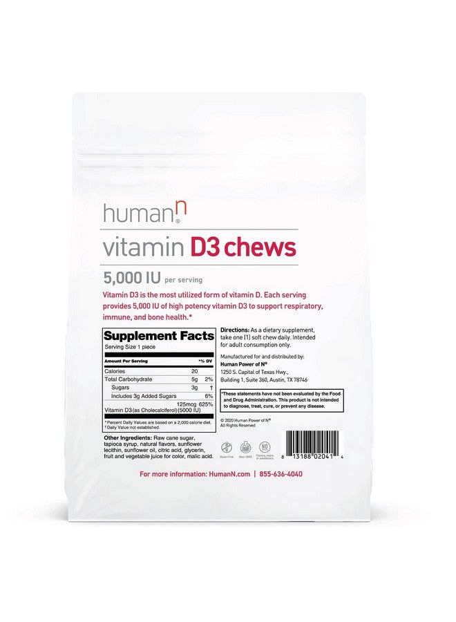 humanN Vitamin D3 Chews High Potency Vitamin D3 5000Iu (125Mcg) Helps Support Healthy Mood Immune Support Respiratory Health & Bone Health Mixed Berry Flavor 30Count - Image 4