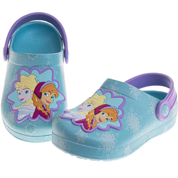 Josmo Kids Frozen Clog Sandal Waterproof Slip-On Slides for Girls - Anna Elsa Closed Toe Clogs with Backstrap - Blue Ice (Size 11-12 Little Kid) - Image 1