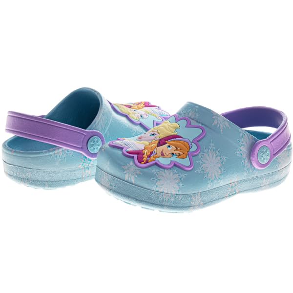 Josmo Kids Frozen Clog Sandal Waterproof Slip-On Slides for Girls - Anna Elsa Closed Toe Clogs with Backstrap - Blue Ice (Size 11-12 Little Kid) - Image 4
