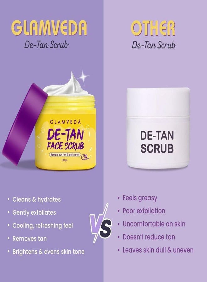 Glamveda De Tan Scrub For Face 100gm | Face Mask for Glowing Skin & Tan Removal | Cleanser, Dead Skin | Blackhead Remover For Deep Exfoliation | Face Scrub For Men & Women | All Skin Types - Image 5