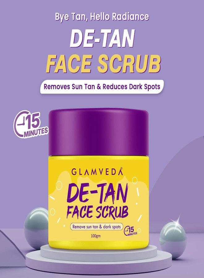Glamveda De Tan Scrub For Face 100gm | Face Mask for Glowing Skin & Tan Removal | Cleanser, Dead Skin | Blackhead Remover For Deep Exfoliation | Face Scrub For Men & Women | All Skin Types - Image 1
