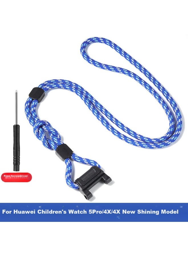 Ten Flashes Shan Huawei Children's Phone Watch 5pro/4x Strap, Smart Children's Watch 4x New Glory Edition/5pro Neck Strap, Shockproof, Anti-drop, Durable, Deep Blue - Image 1