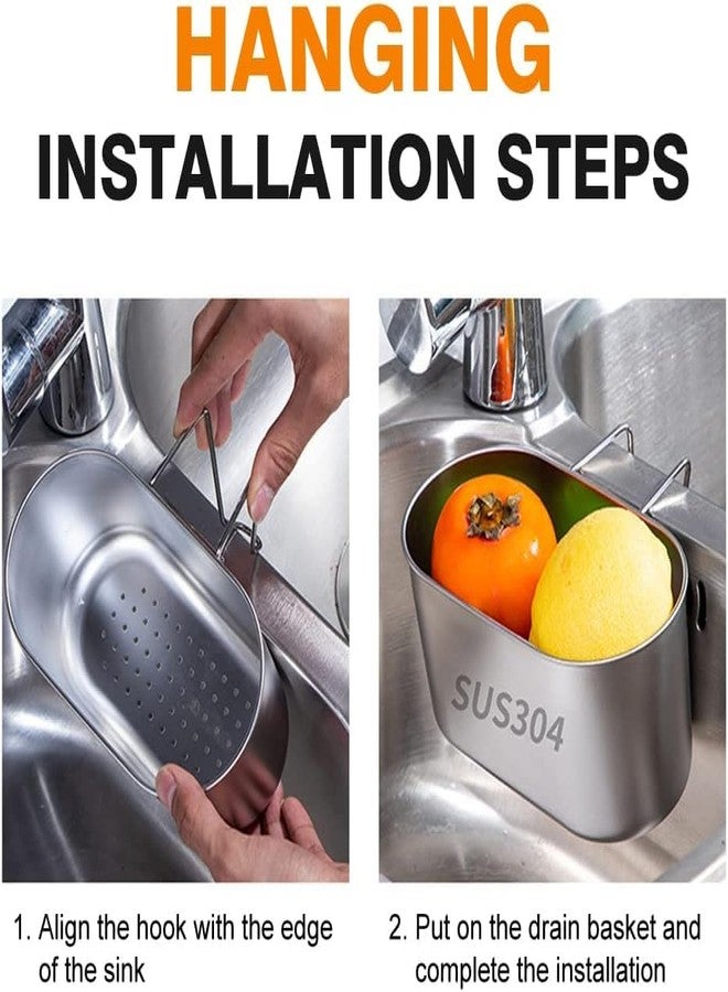 EVVIX Stainless Steel Sink Drain Strainer Basket, Multifunctional Hanging Sink Strainer Colander Drain Basket for Filter Kitchen Waste and Wash Vegetables Fruits - Image 3
