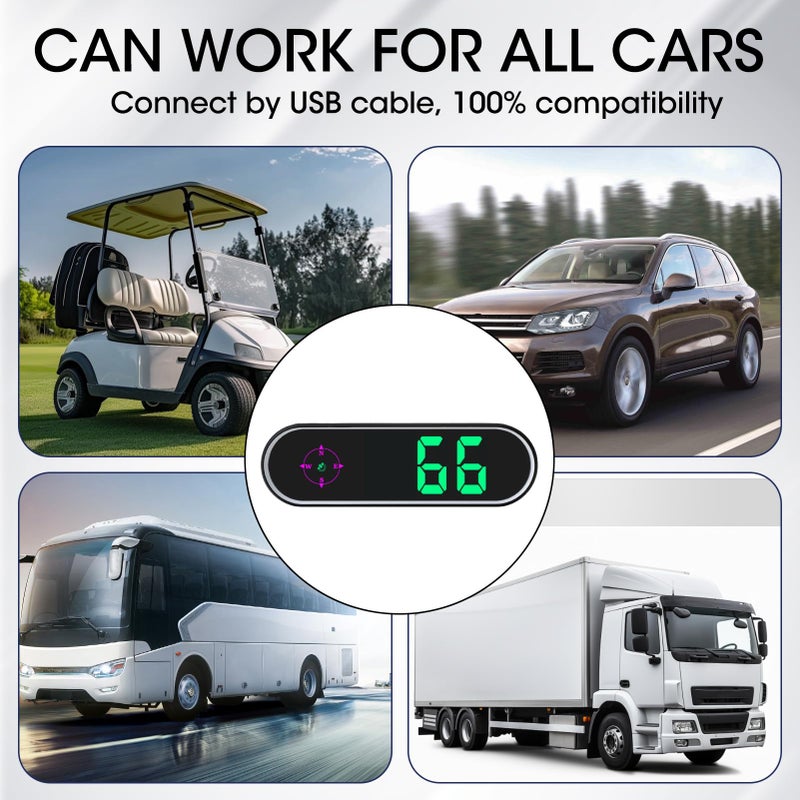 GUGUMO GPS Digital Speedometer for Car MPH, Universal HUD Speed Meter with LED Large Font & USB Cable, Plug and Play for Truck Motor SUV Golf Cart All Vehicles (Contain Car Charger Adapter) - Image 2