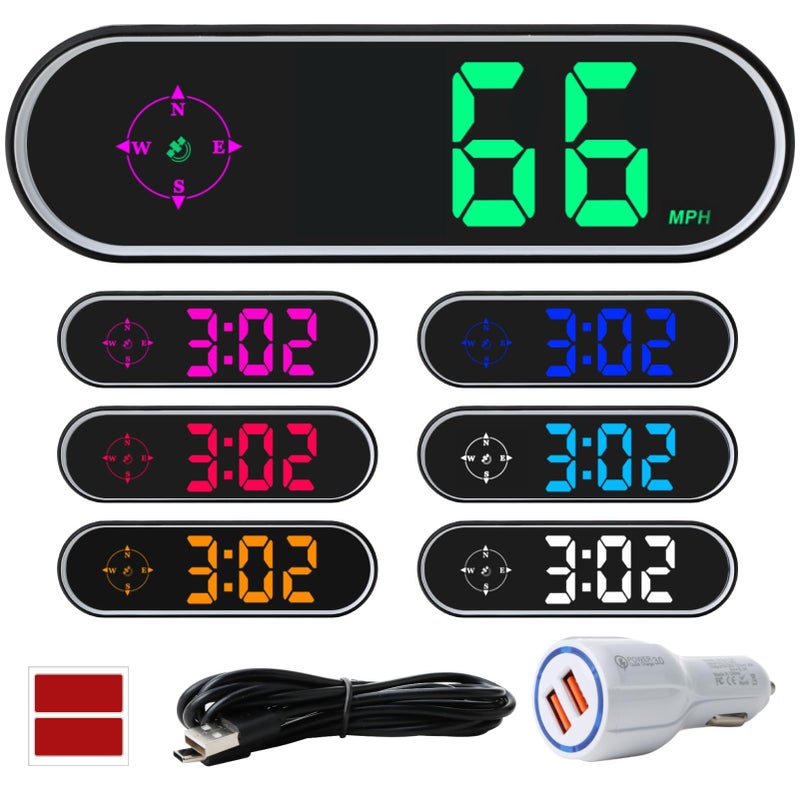 GUGUMO GPS Digital Speedometer for Car MPH, Universal HUD Speed Meter with LED Large Font & USB Cable, Plug and Play for Truck Motor SUV Golf Cart All Vehicles (Contain Car Charger Adapter) - Image 1