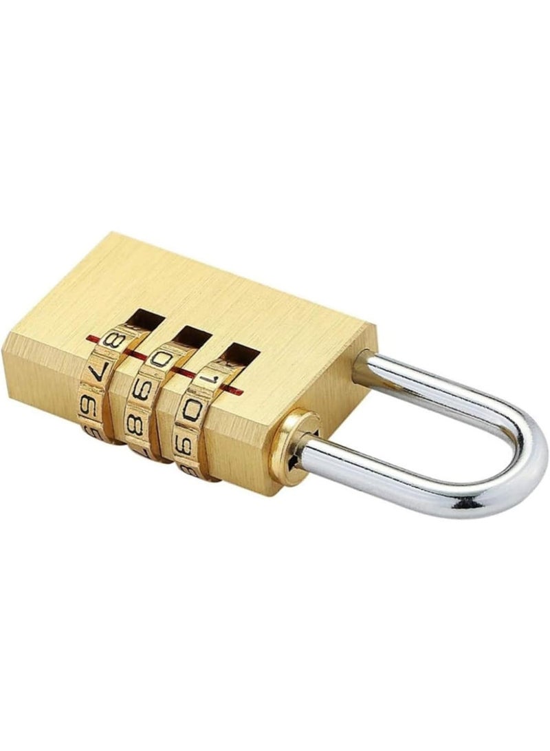 Mini Golden 20mm 3-Digit Combination Padlock – Resettable Heavy-Duty Password Lock for Travel Luggage, Gym Lockers, Cabinets & School Bags – Durable Rust-Resistant Zinc Alloy - Image 2
