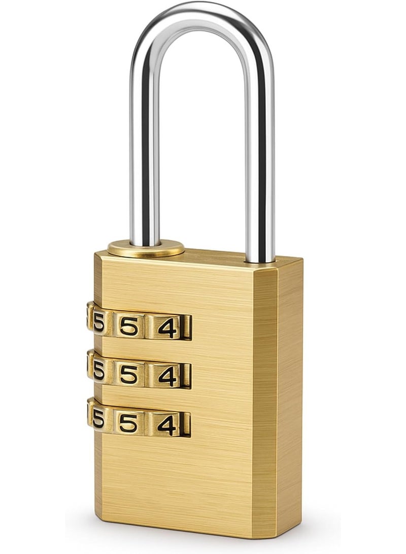 Mini Golden 20mm 3-Digit Combination Padlock – Resettable Heavy-Duty Password Lock for Travel Luggage, Gym Lockers, Cabinets & School Bags – Durable Rust-Resistant Zinc Alloy - Image 1