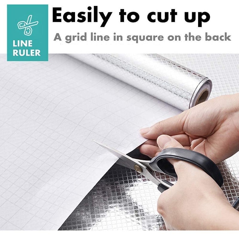 GIYANZA Kitchen Sheets for Shelves Waterproof Wallpaper Cupboard Wardrobe Anti Slip mat for Kitchen Cabinet Shelf Liners Sheet roll for Floor Platform Fridge Pack of 2 Sliver - Image 5