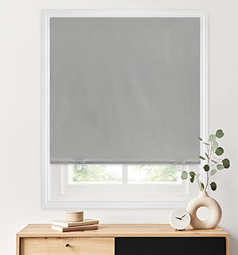 LazBlinds 100 Blackout Roller Shades No Tools No Drill Cordless Blinds for Windows Thermal Insulated UV Protection Privacy Window Shades for Bedroom 36W x 72H Grey