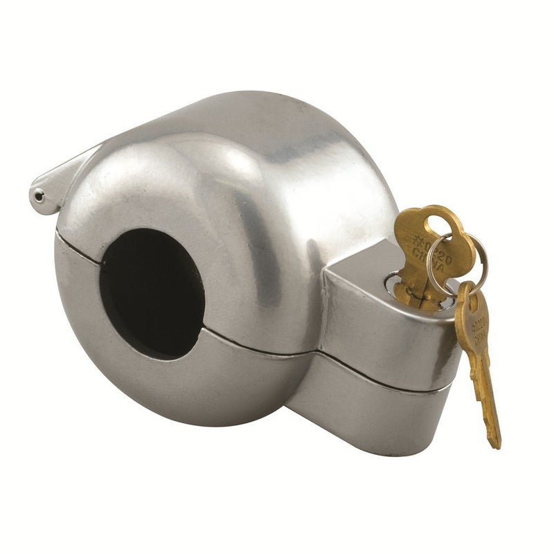 Prime-Line S 4180 Door Knob Lock-Out Device – Prevents Turning of Door Knob and Access to Keyhole, Can be Used for Home Rentals, Evictions, Job Sites & More – Keyed Alike, Diecast, Gray (Single Pack) - Image 1