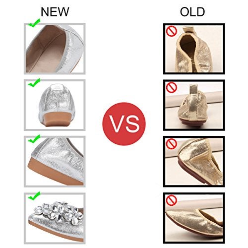 KUNWFNIX Women Ballet Flats Rhinestone Wedding Ballerina Shoes Foldable Sparkly Comfort Slip on Flat Shoes - Image 5