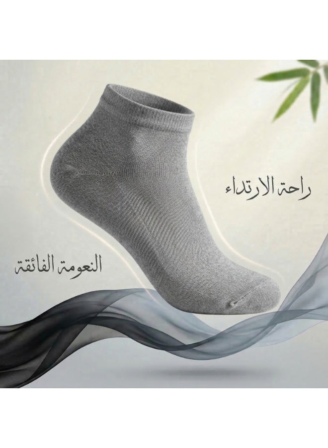 دودوليزا شراب نسائي فاخر كلاسيك من البامبو بتقنية نانو الفضة مضاد للبكتيريا بطول الكاحل رمادي 5 أزواج - Image 3