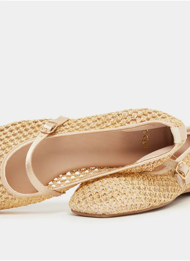 Styli Textured Woven Pointed Toe Shoes