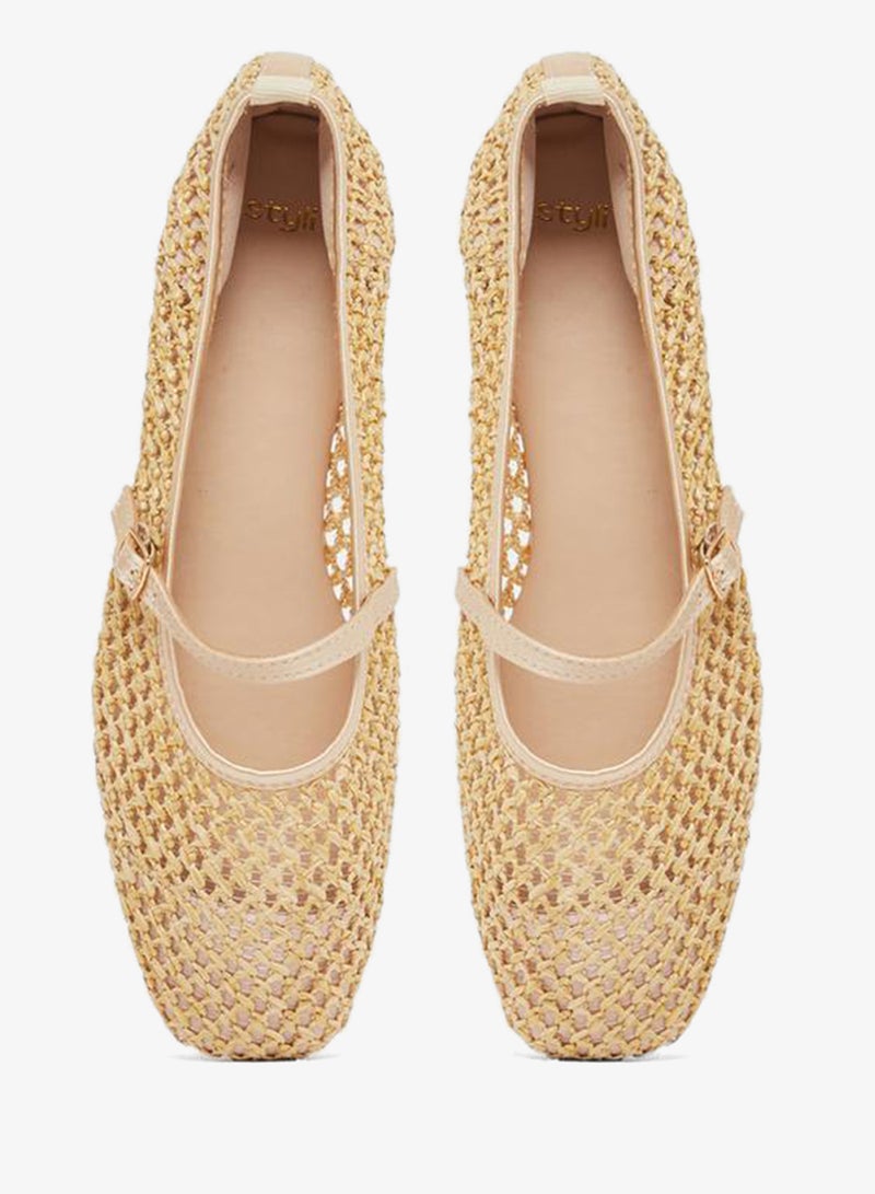 Styli Textured Woven Pointed Toe Shoes - Image 5