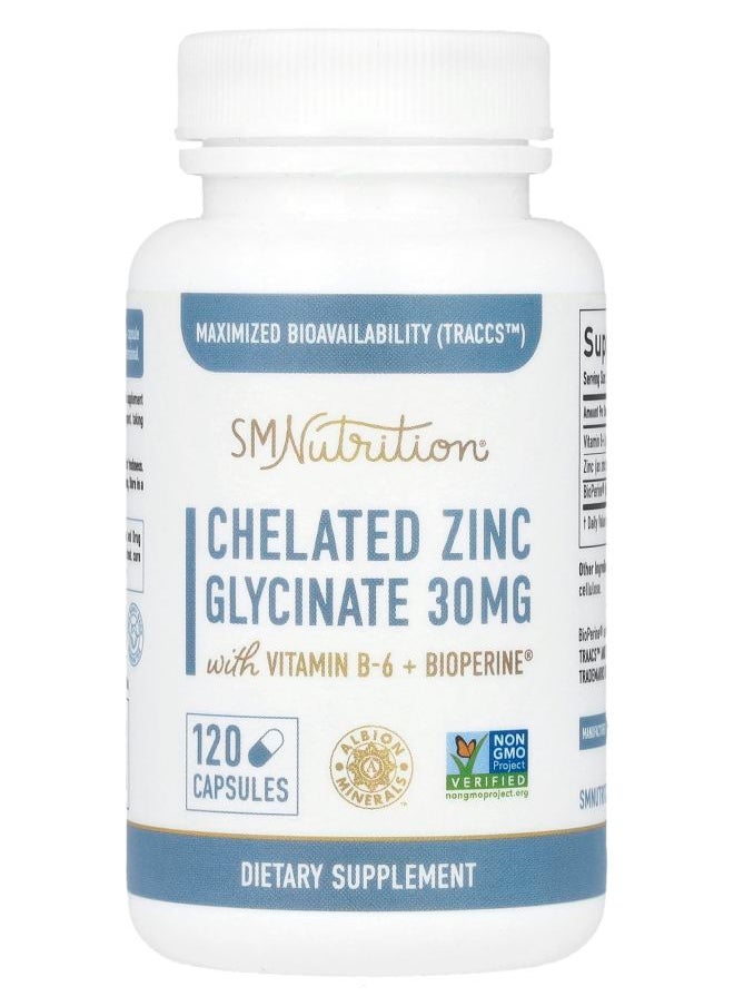 SMNutrition Chelated Zinc Glycinate 120 Capsules 