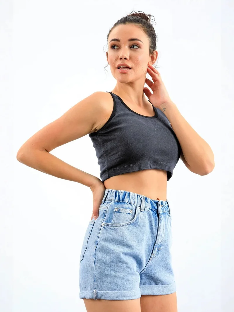 تومي لايف TOMMY Ribbed Sleeveless Crop Top